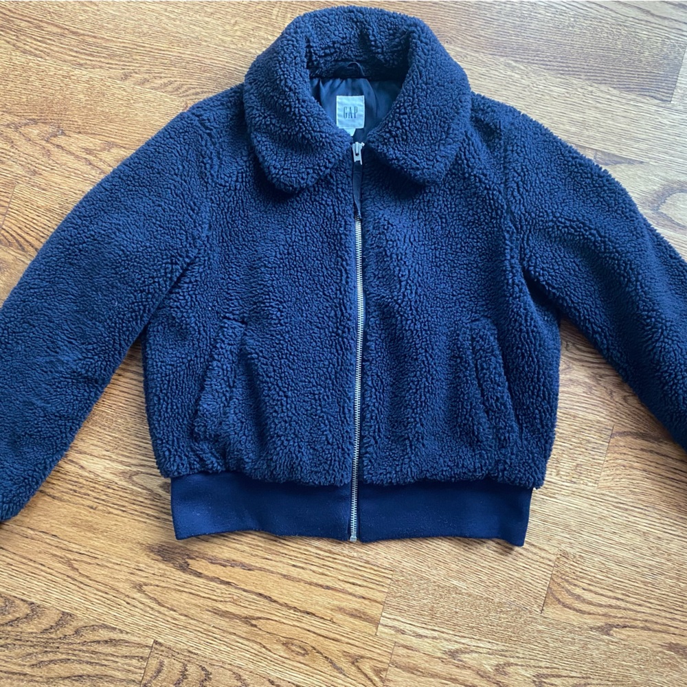 gap NAVY sherpa bomber jacket